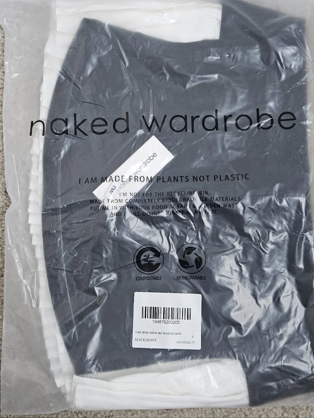 Naked Wardrobe Strapless Black & White Pleated Mini Dress Tenniscore Size S NWT - Picture 8 of 10